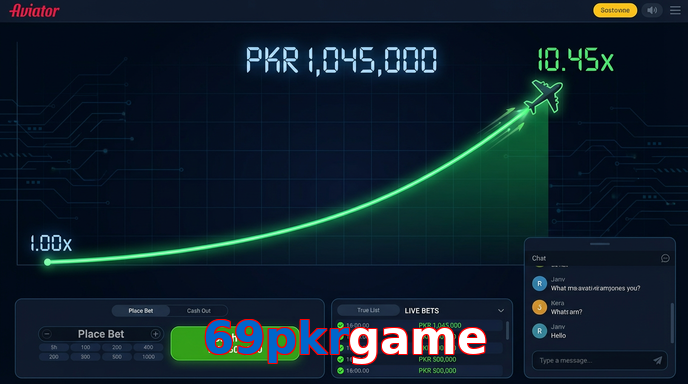 Main screen of 69Pkrgame aviator page for PK players
